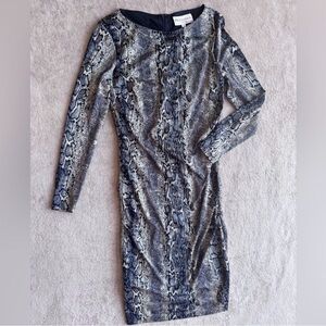 Philosophy Black and Gray Snakeskin Long Sleeve Dress
